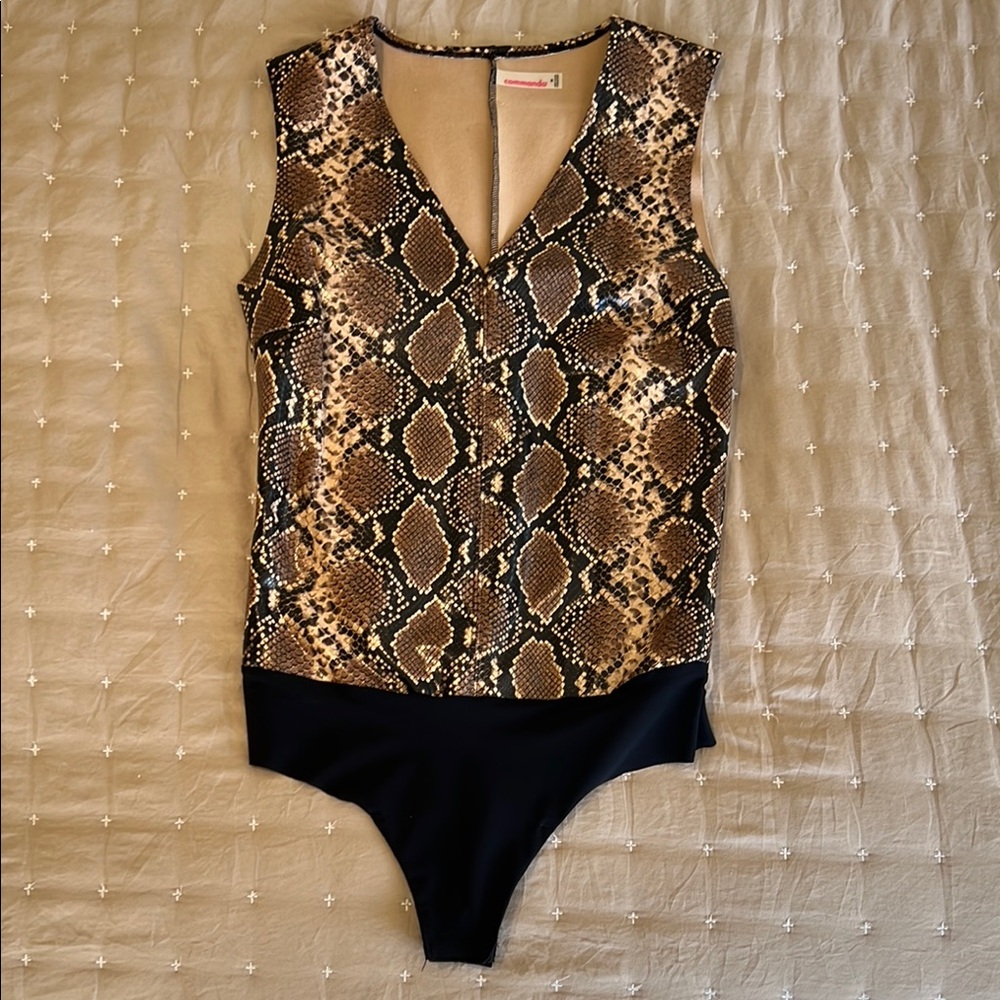 Snakeskin Print Sleeveless Bodysuit